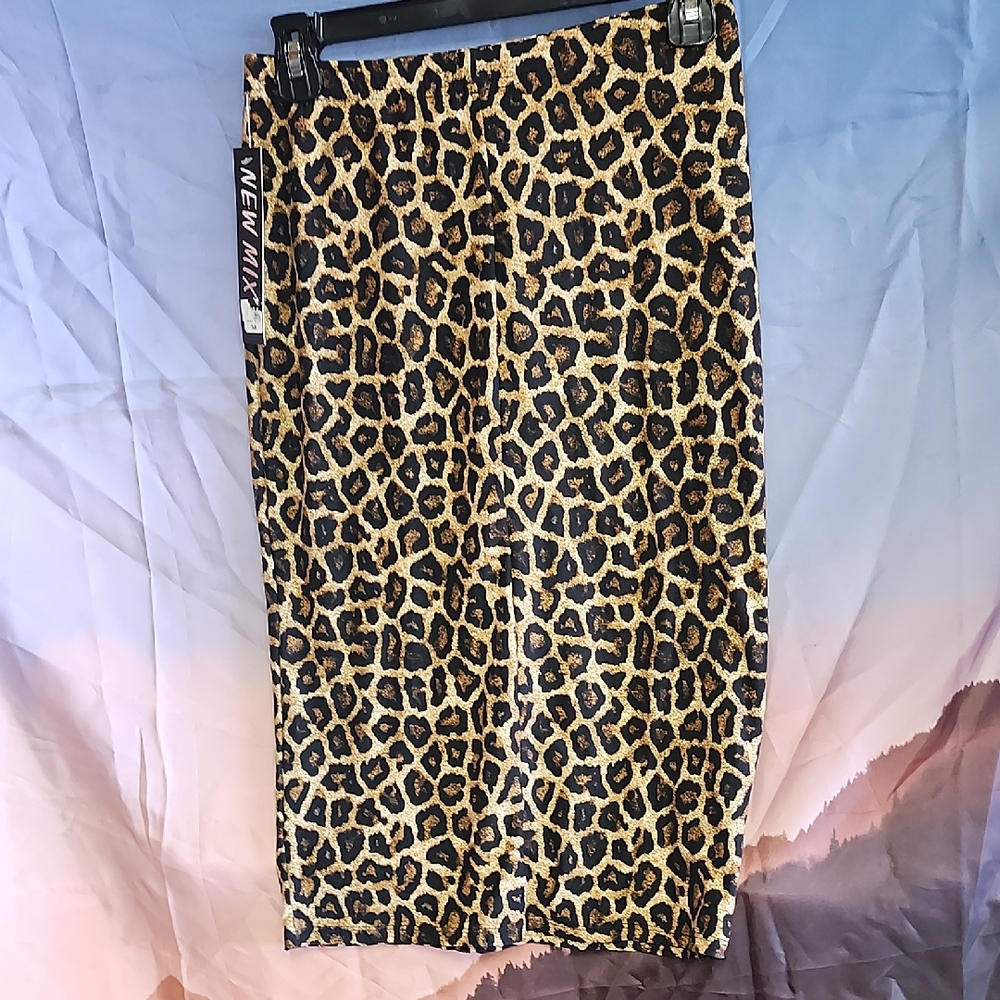 Nwt New Mix Leopard Print Midi Skirt
